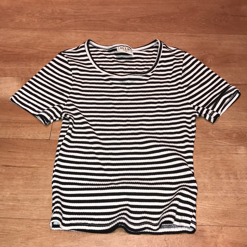 H.I.P Black & White Striped Crop Top